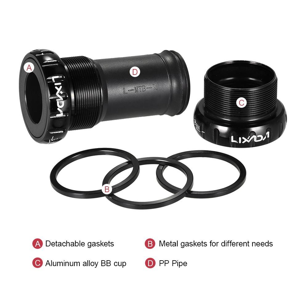 Lixada MTB Mountain Bike Bicycle Cycling Thread Type Bottom Bracket Aluminum Alloy 68mm/73mm BB Crank Set Bearing Axis Parts