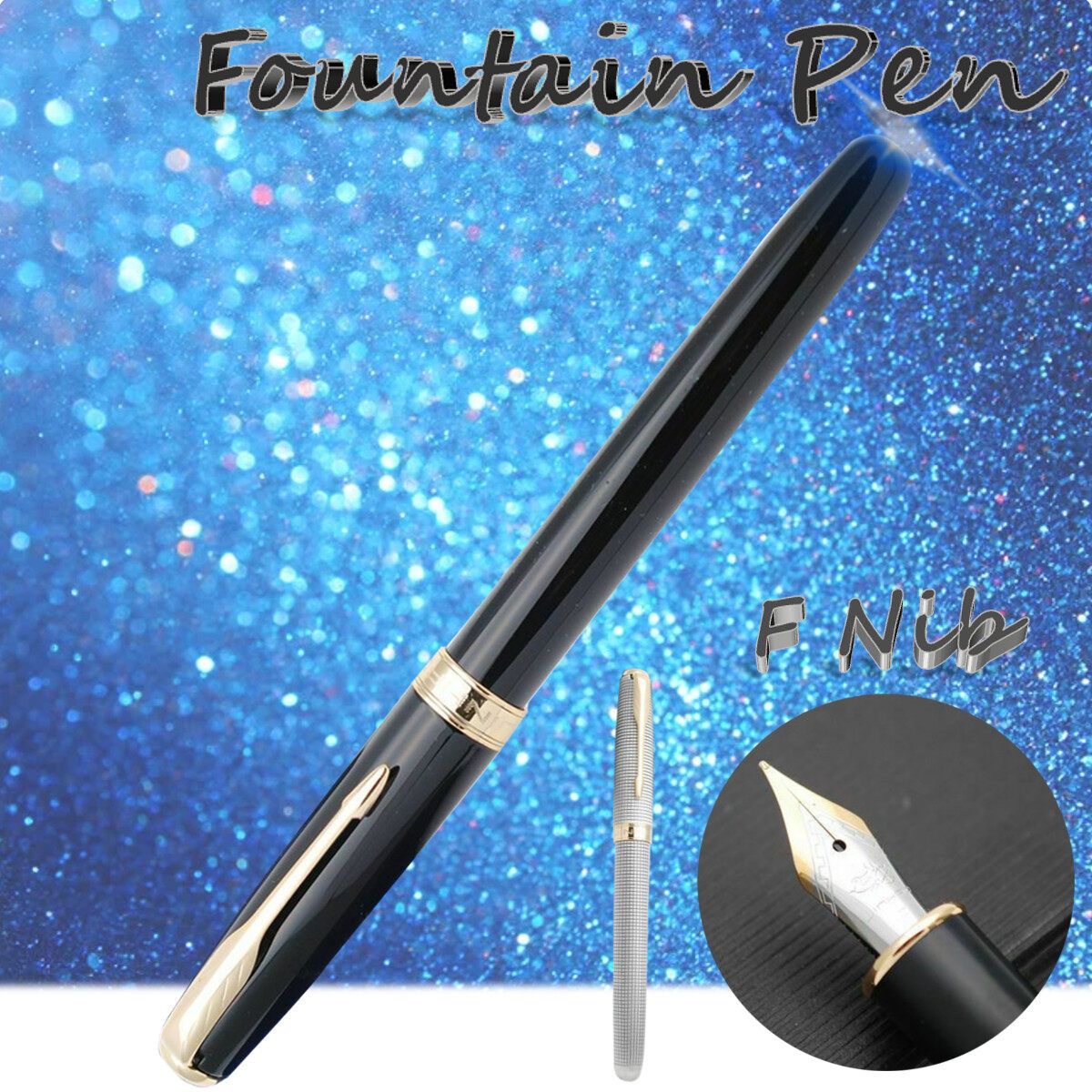 JINHAO 601A Lattice Luxury Fountain Pen High Quality F Nib Ink Pen Gift Silver