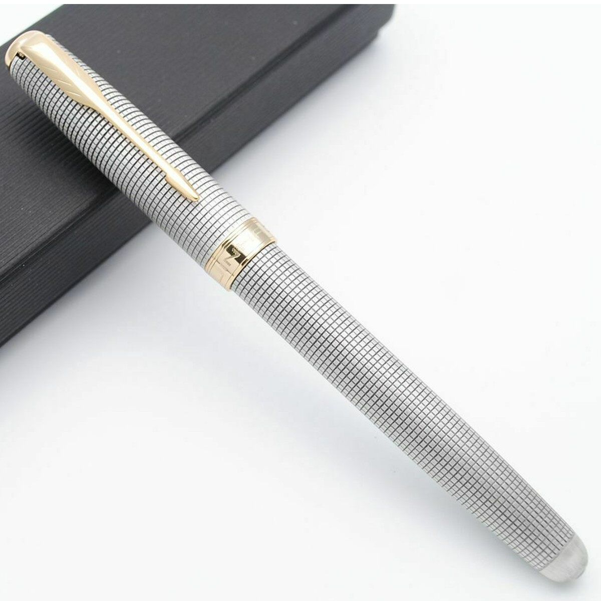 JINHAO 601A Lattice Luxury Fountain Pen High Quality F Nib Ink Pen Gift Silver