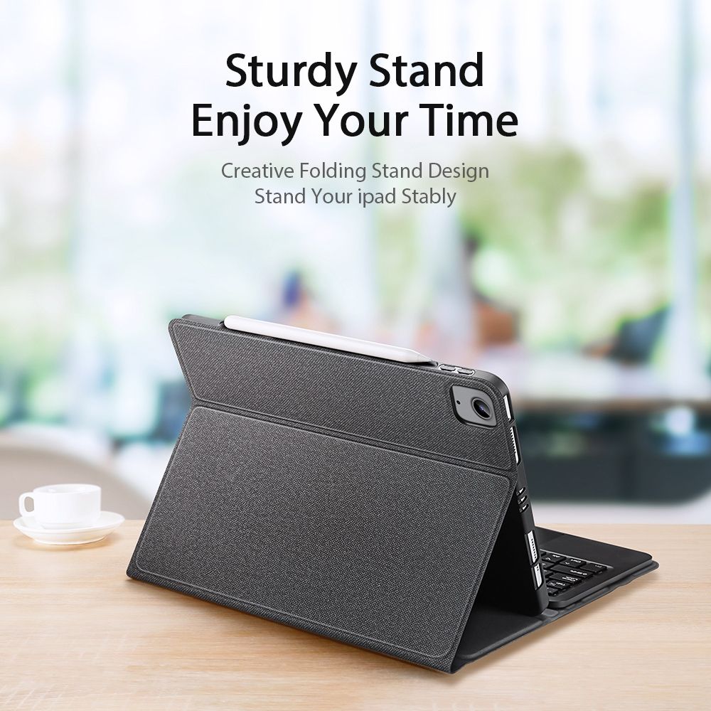 DUX DUCIS Bluetooth Keyboard Leather Case With Touchpad & Smart Sleep Function For IPad Pro 11 Inch 2021 / 2020 & Air 2022 / Air 2020 10.9(Black)