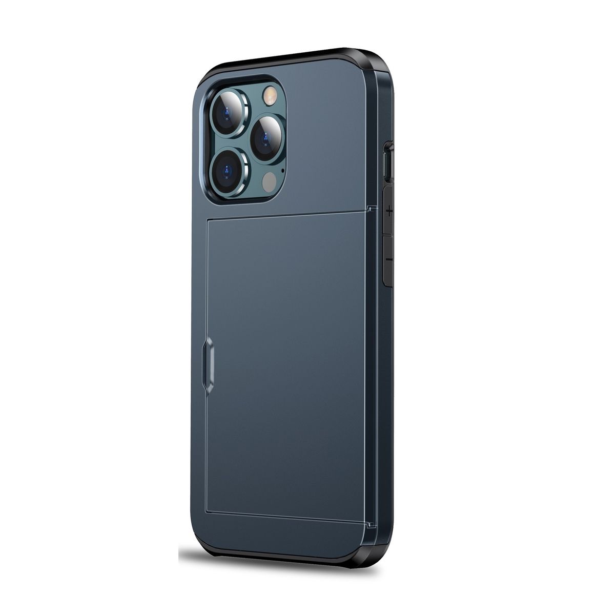 For IPhone 14 Pro Max Shockproof Armor Protective Phone Case With Slide Card Slot (Dark Blue)