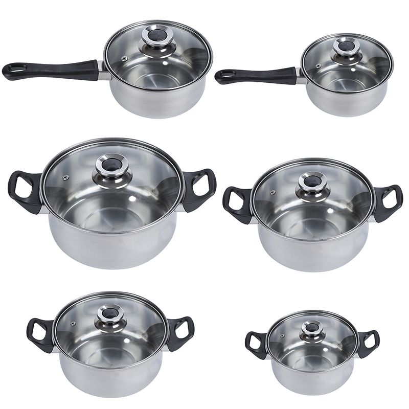 6pcs Set Stainless Steel Cookware Pot Non-stick Pan Gas