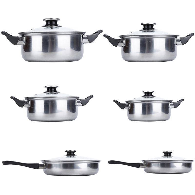 6pcs Set Stainless Steel Cookware Pot Non-stick Pan Gas