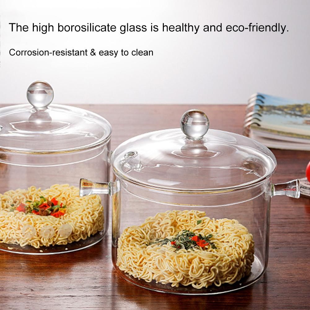1500ml Creative Soup Pot Transparent Glass Cooker Salad