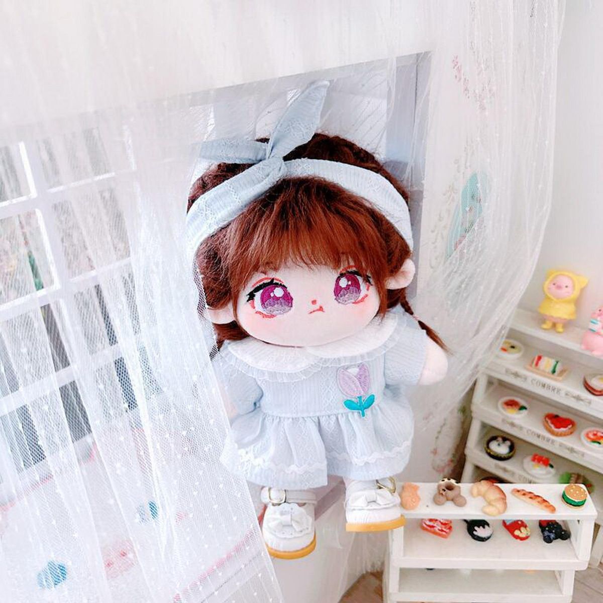 1 Set Doll Headband Lotus Dress Headband 20cm Idol Doll Clothes Blue