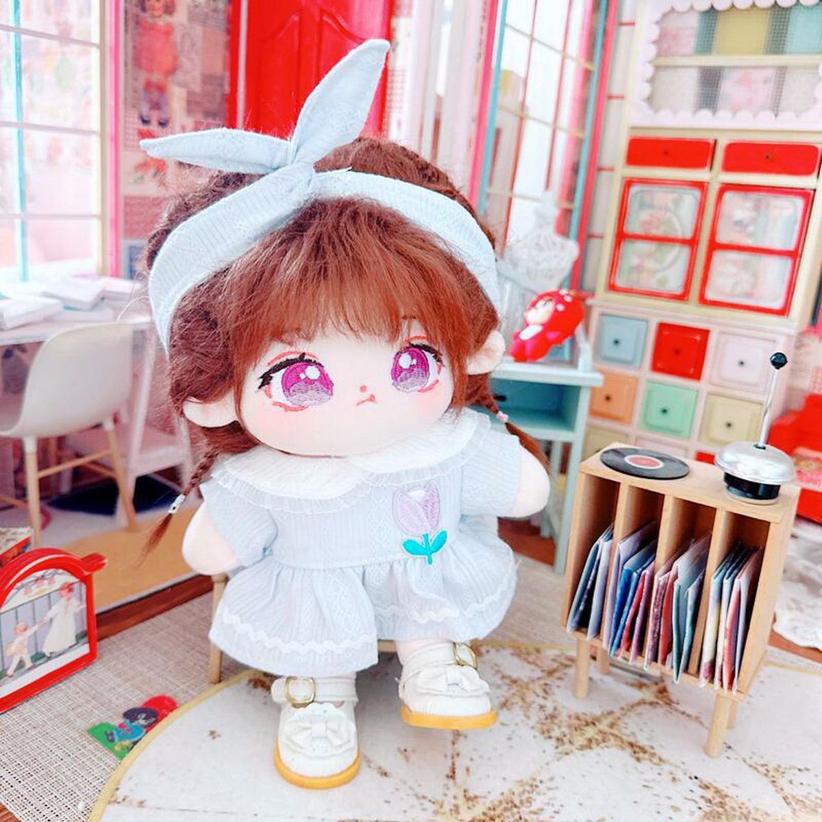 1 Set Doll Headband Lotus Dress Headband 20cm Idol Doll Clothes Blue