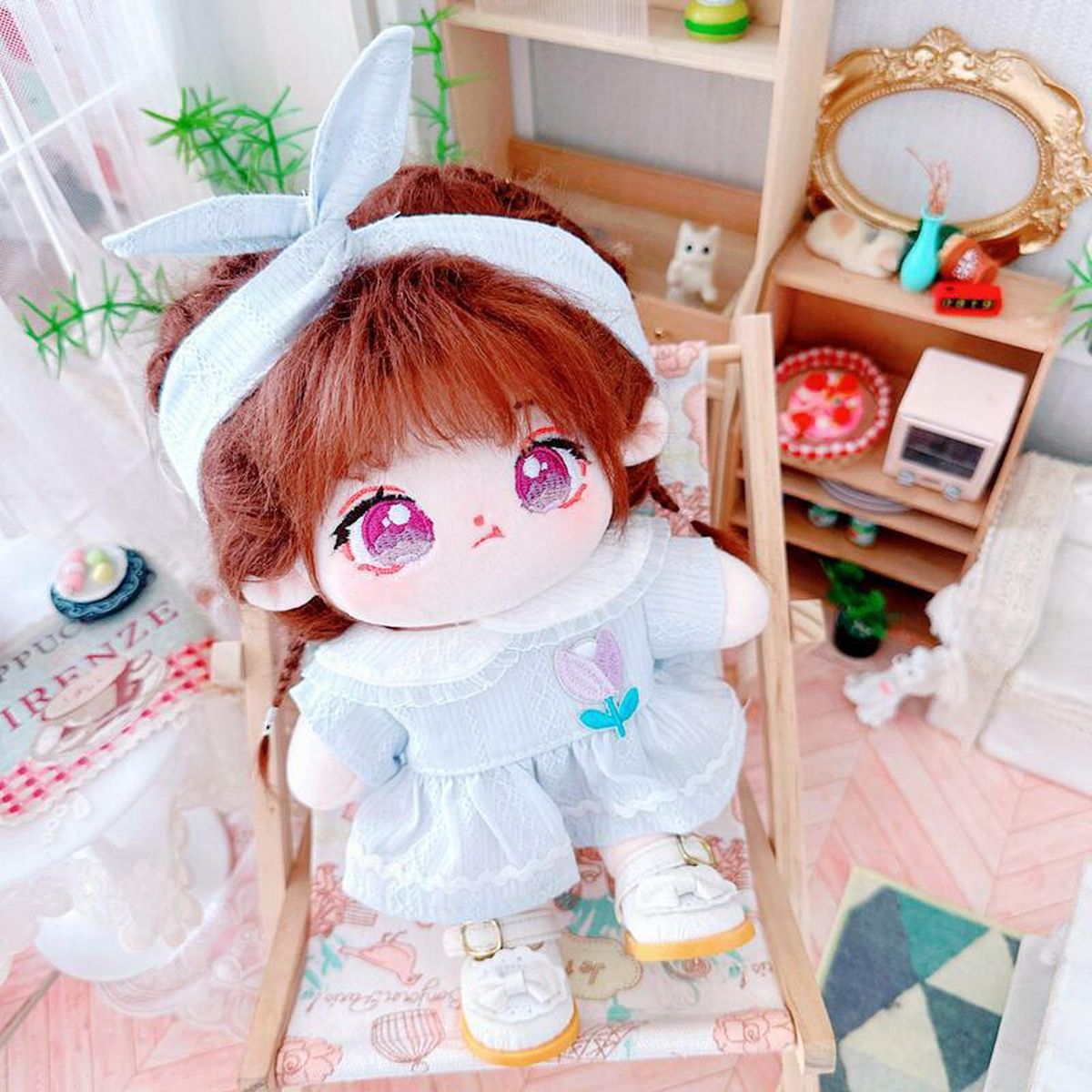 1 Set Doll Headband Lotus Dress Headband 20cm Idol Doll Clothes Blue