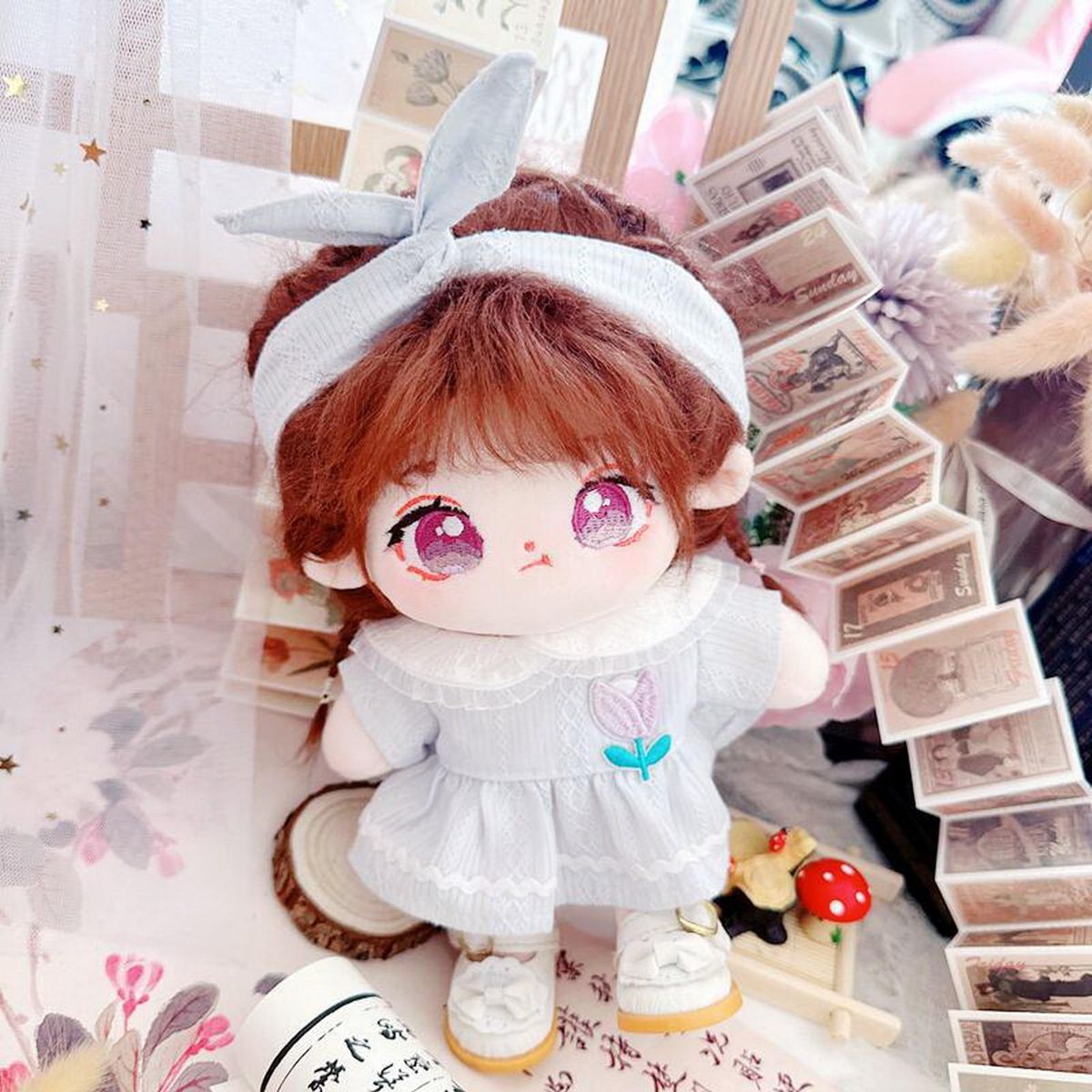 1 Set Doll Headband Lotus Dress Headband 20cm Idol Doll Clothes Blue