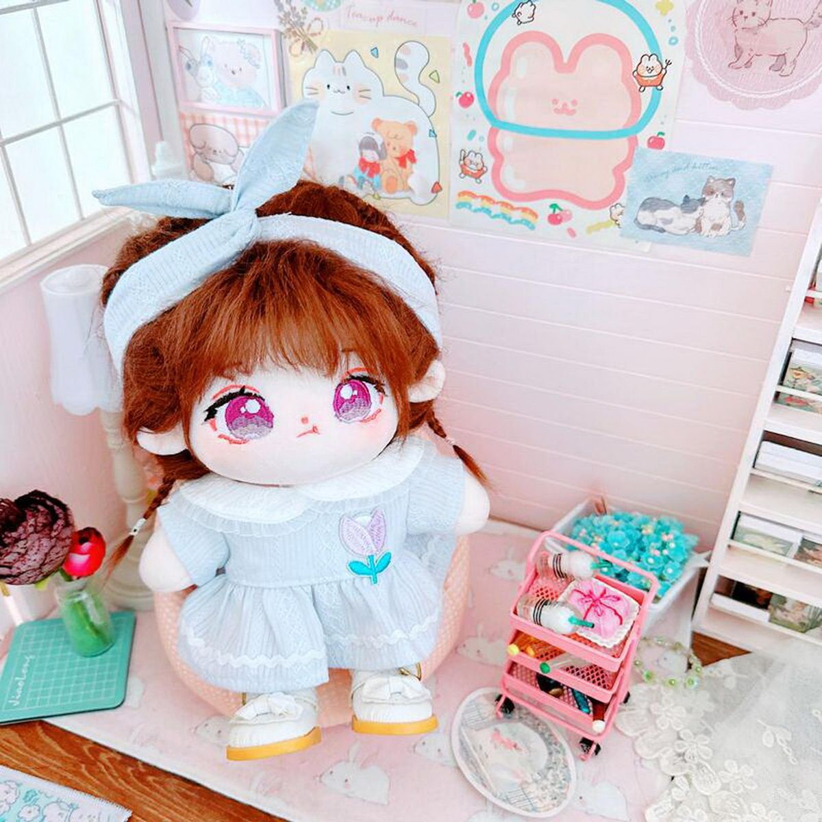 1 Set Doll Headband Lotus Dress Headband 20cm Idol Doll Clothes Blue