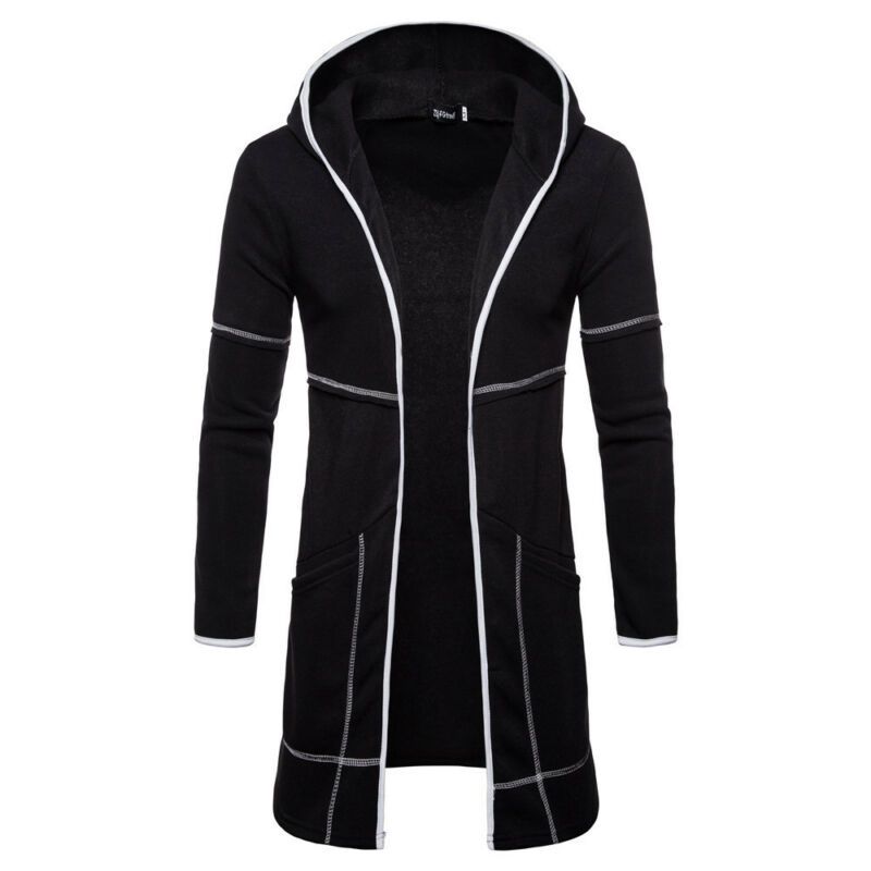 Mens Autumn Winter Full Zipper Jacket Coat Warm Trench Long Sleeve Overcoat Casual Outwear Cardigan