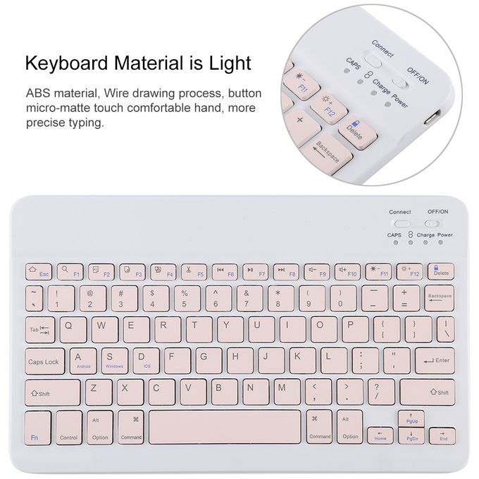 TG11B Detachable Bluetooth Pink Keyboard + Microfiber Leather Protective Case For IPad Pro 11 Inch (2020), With Pen Slot & Holder (Black)