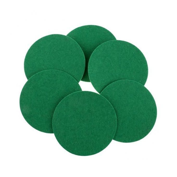 2x 6 Pack Self Adhesive Air Hockey Mallet Felt Pads, Green, 3 Sizes
