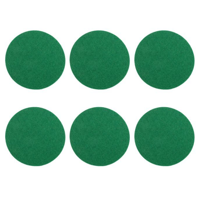 2x 6 Pack Self Adhesive Air Hockey Mallet Felt Pads, Green, 3 Sizes