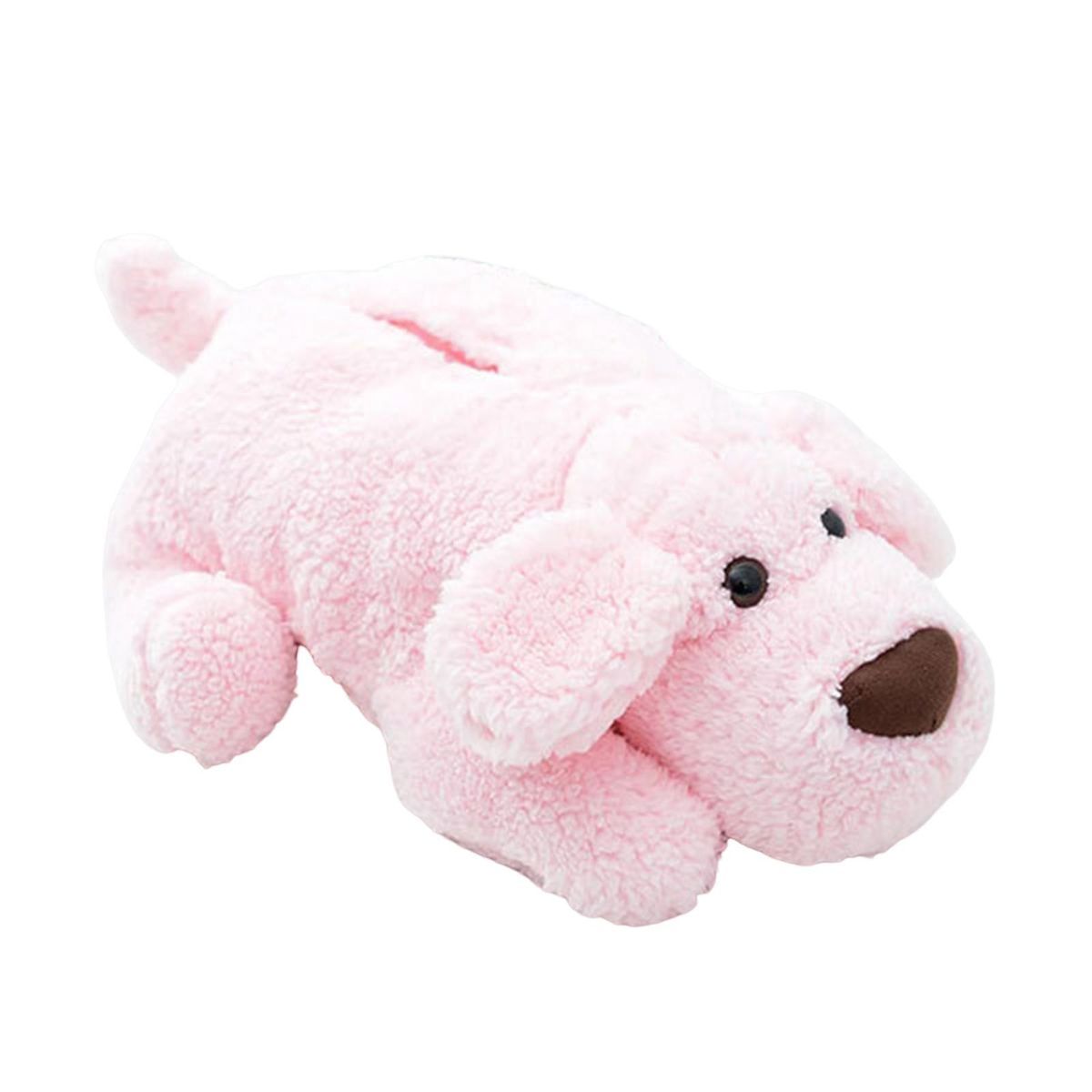 Tissue Organizer Cover Cute Plush Teddy Dog Shape Paper Container Case Pink