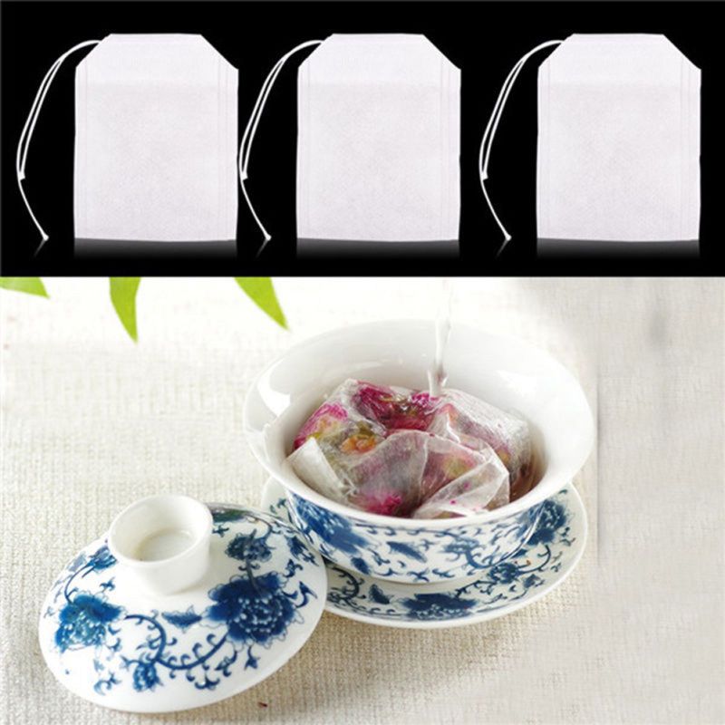 100Pcs Non-woven Empty Teabags String Heat Seal Filter
