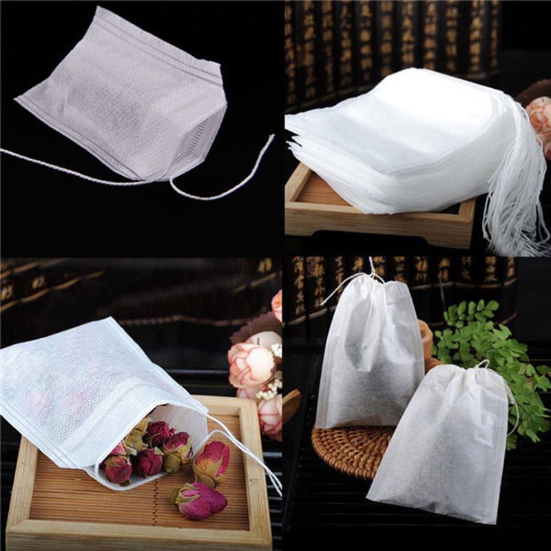 100Pcs Non-woven Empty Teabags String Heat Seal Filter