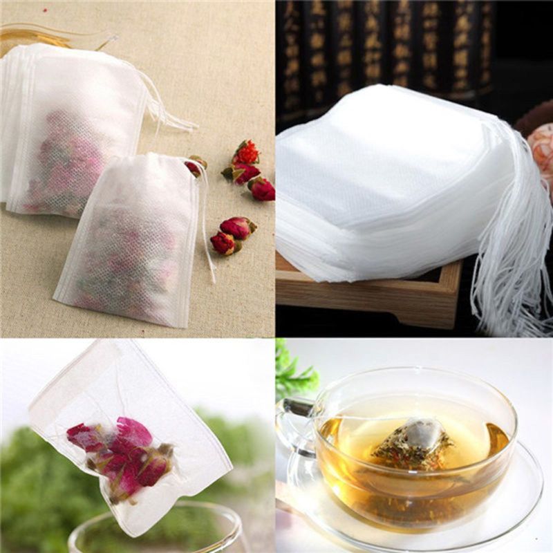 100Pcs Non-woven Empty Teabags String Heat Seal Filter