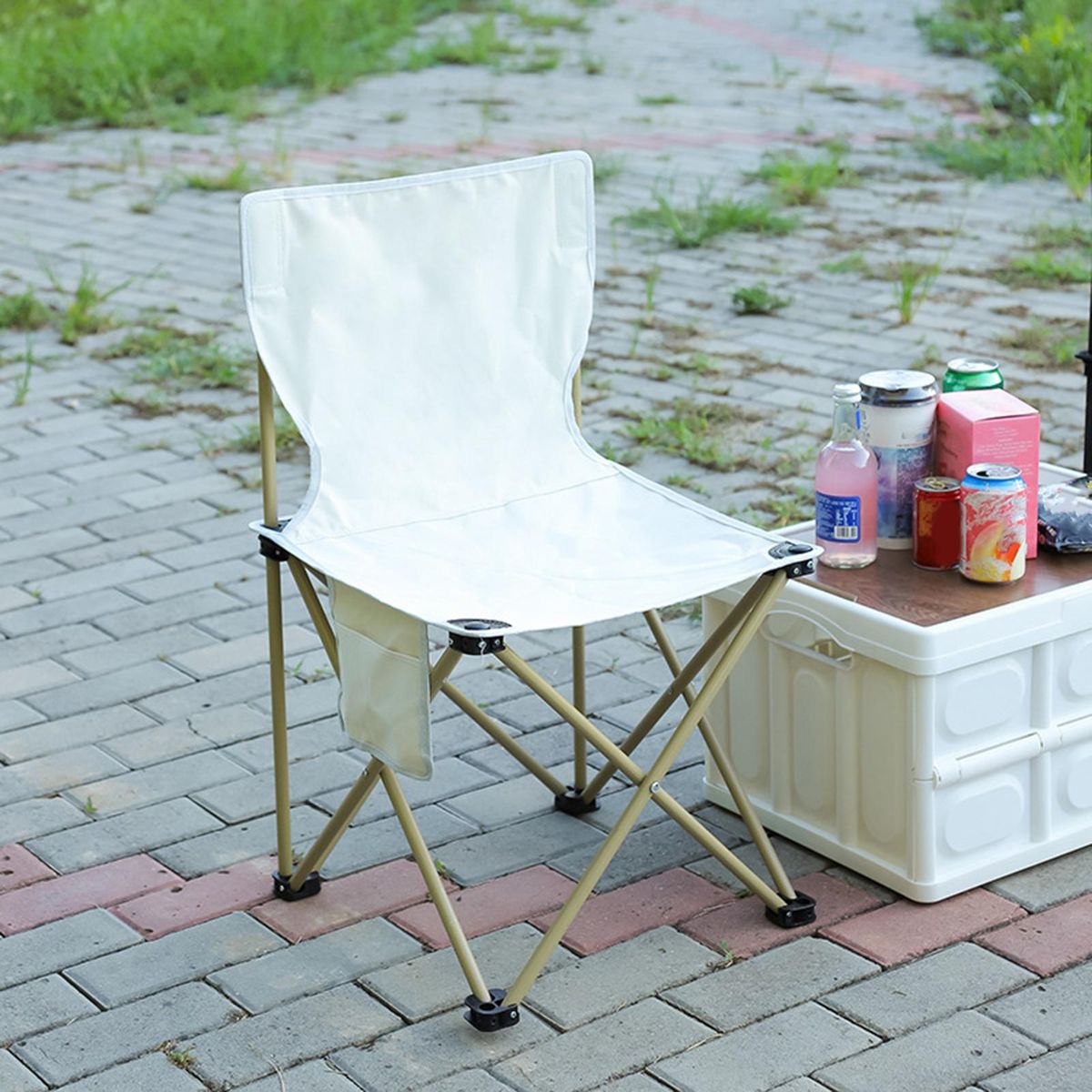 Ultralight Portable Camping Chair Waterproof Ergonomic for Outdoor White