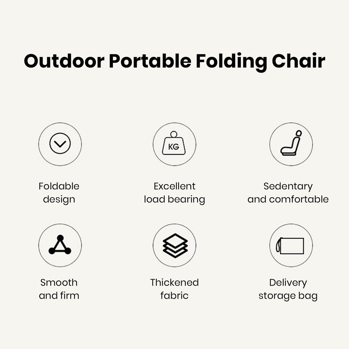 Ultralight Portable Camping Chair Waterproof Ergonomic for Outdoor White