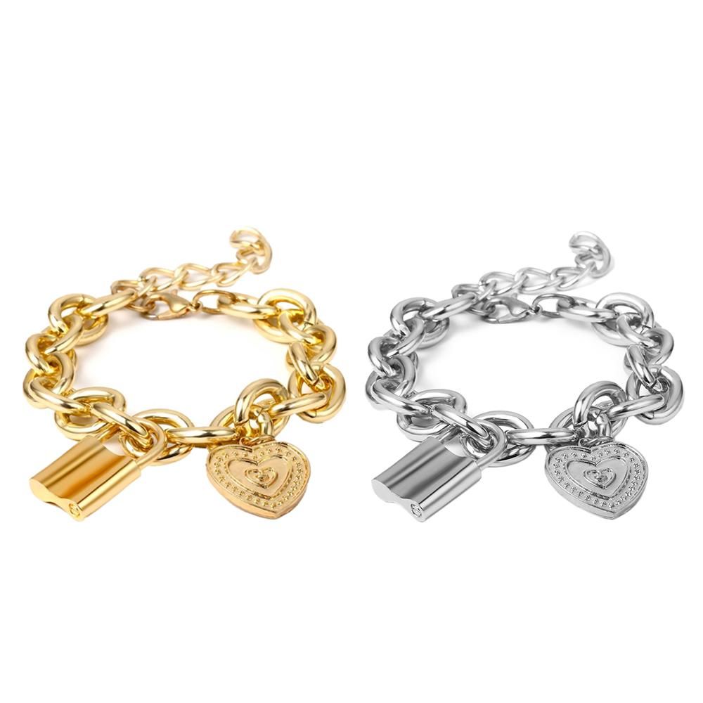 Bracelets Bangles Metal Carved Love Heart Thick Chain Jewelr