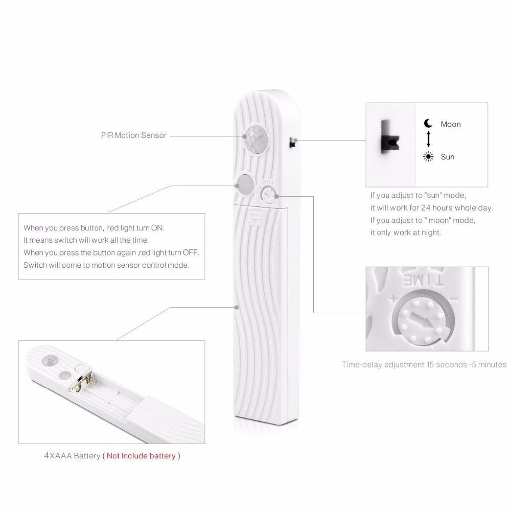 1/2/3M PIR Activated Motion Sensor LED Strip SMD 2835 Light