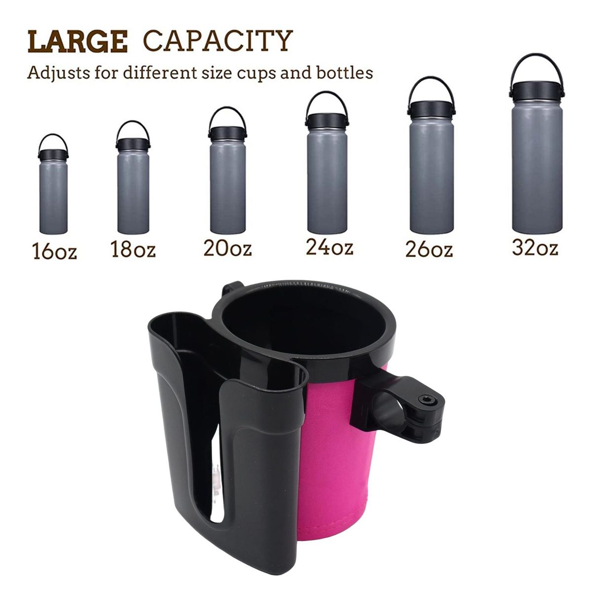 3-in-1 Bike Cup Holder Bike Essentials Multi-functional for Cyclists Rose Red