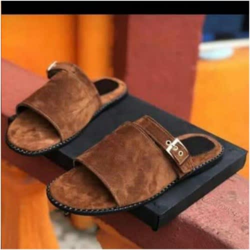 Classy Male Brown Suede Slippers