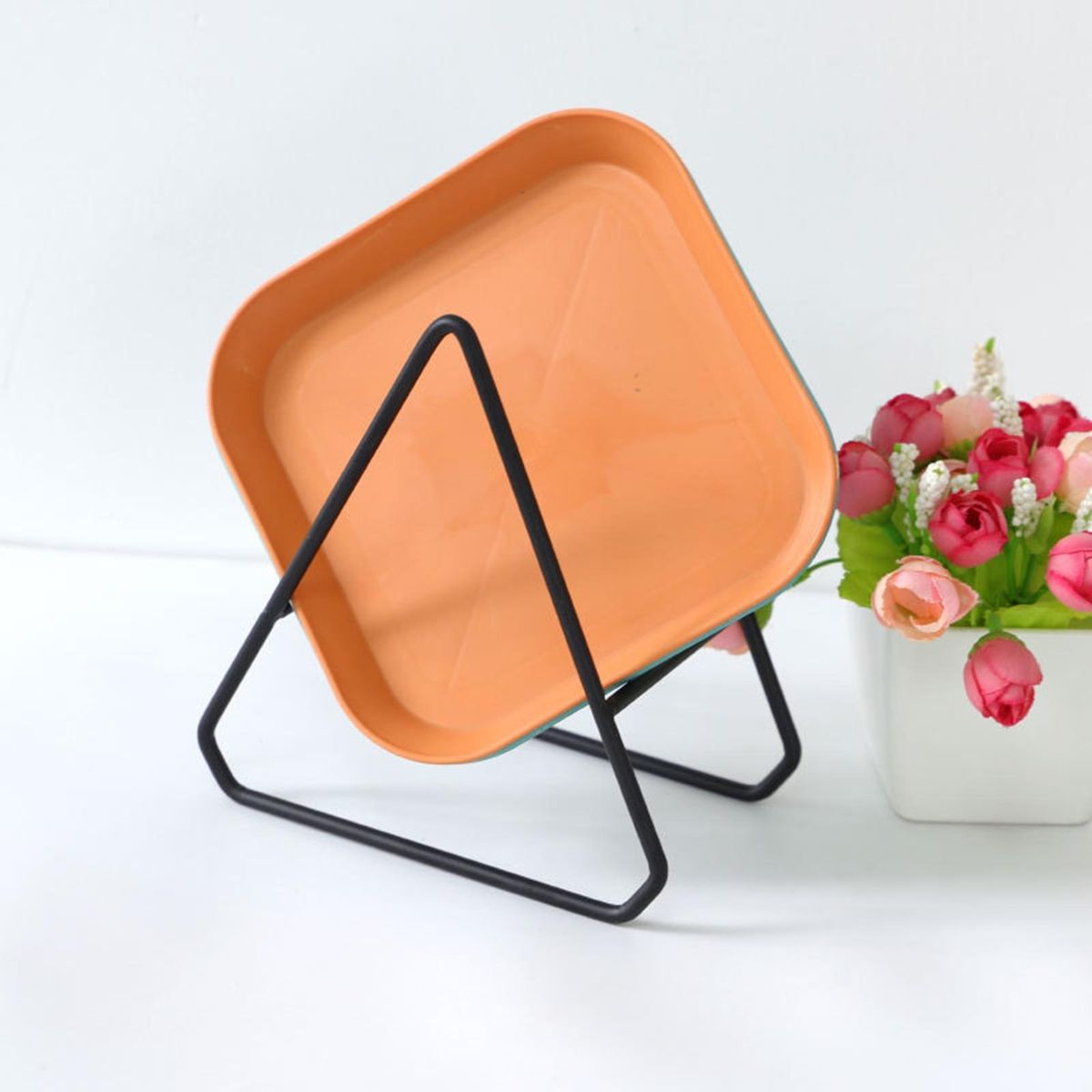 Bowl Storage Rack Bowl Dish Storage Rack Triangular Draining Stand Black