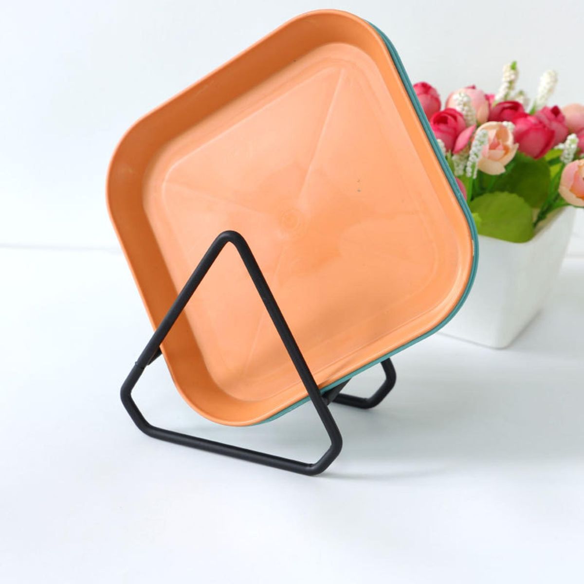 Bowl Storage Rack Bowl Dish Storage Rack Triangular Draining Stand Black