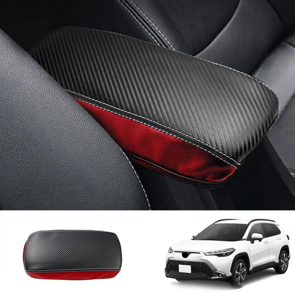 Car Carbon Fiber Center Console Lid Armrest Box Leather Protective Cushion Pad for Toyota Corolla Cross 2021 2022 RHD B