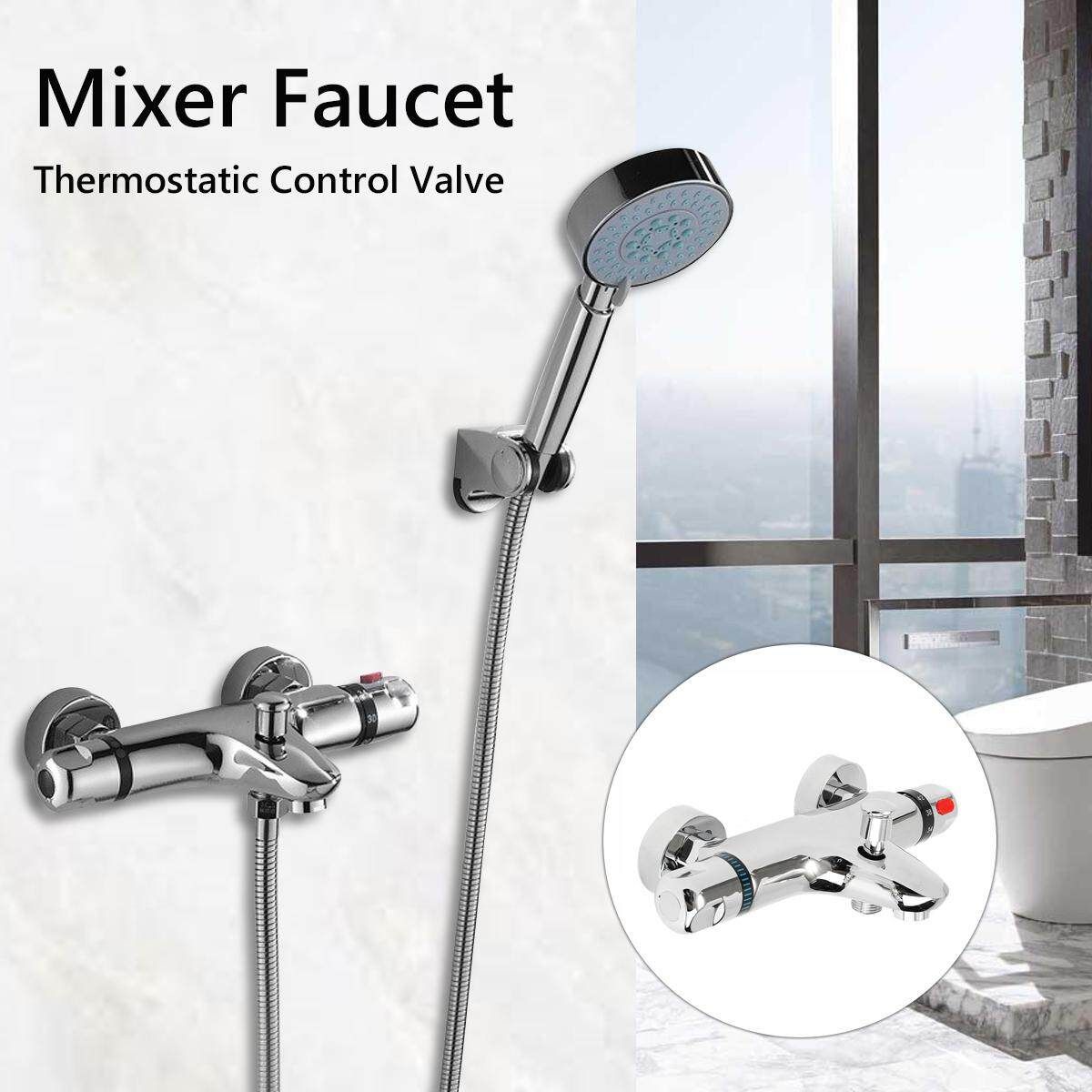 Wall Mount Shower Bath Valve With Thermostatic Control Rain Shower Head Set Mixer Water Tap Valve