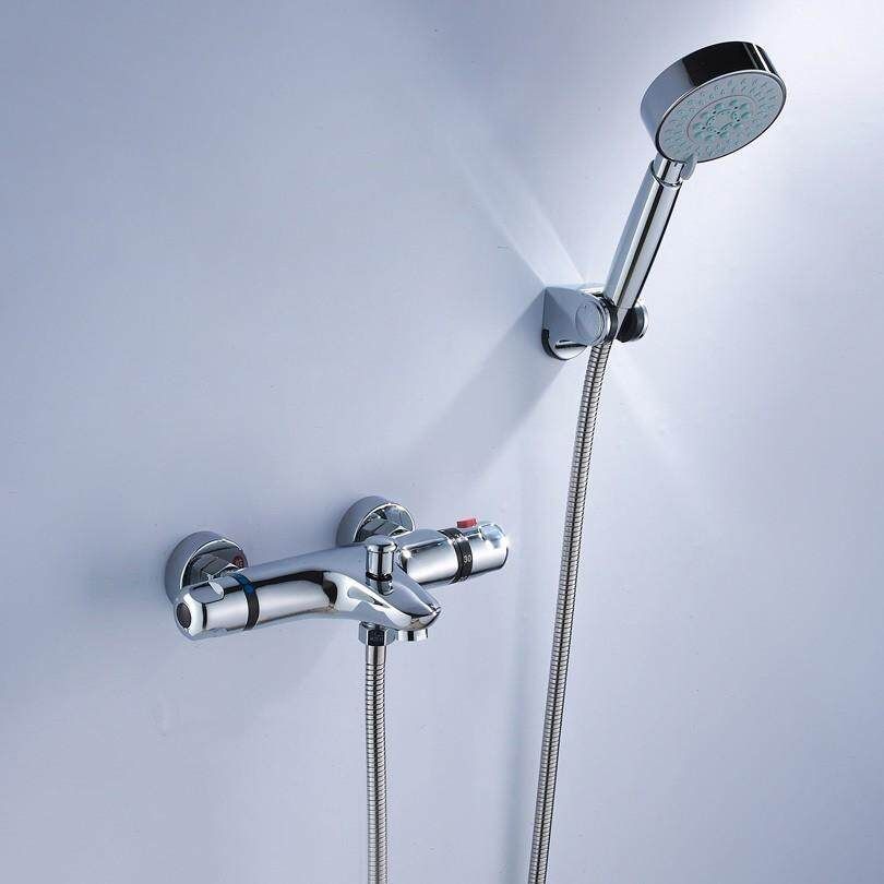 Wall Mount Shower Bath Valve With Thermostatic Control Rain Shower Head Set Mixer Water Tap Valve
