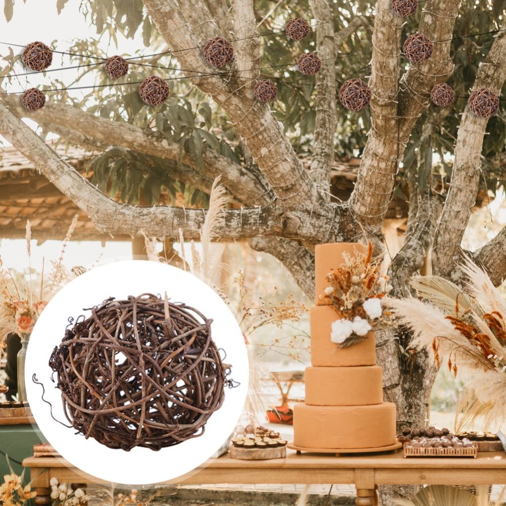 Color Earthy Rattan Ball Christmas Celebration-Type 1
