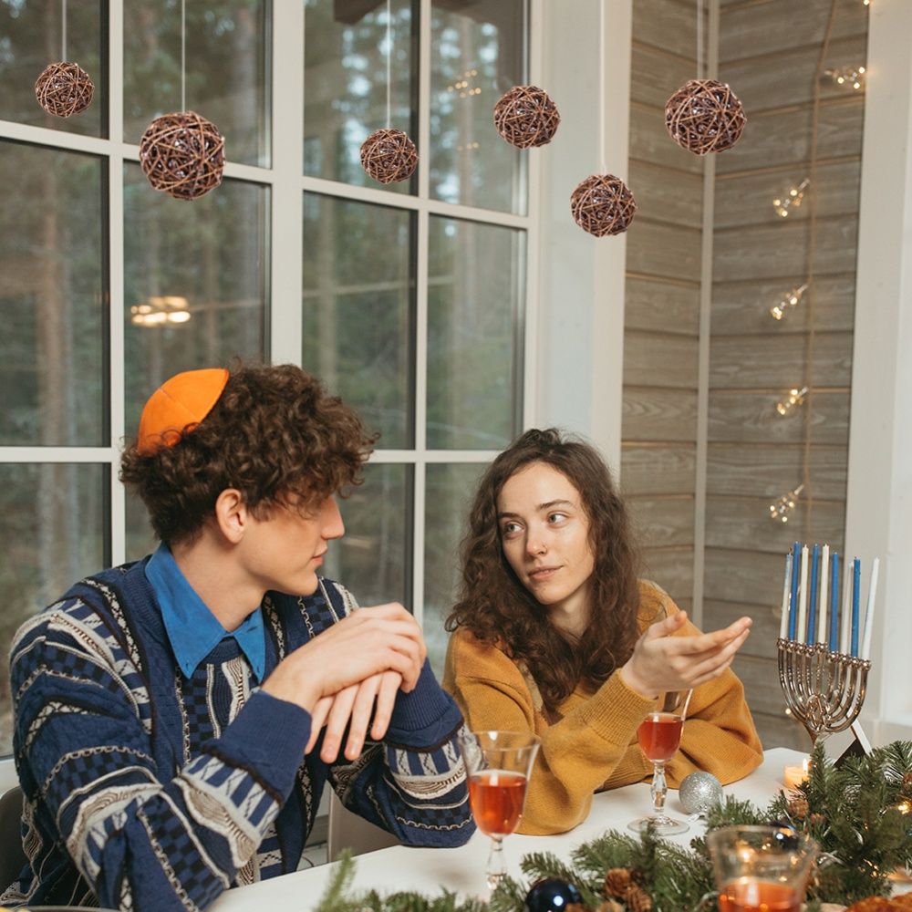 Color Earthy Rattan Ball Christmas Celebration-Type 1
