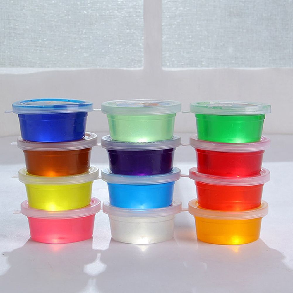 12Pcs Clear Slime Storage Round Plastic Box Container Foam Ball Cups With Lids-Clear