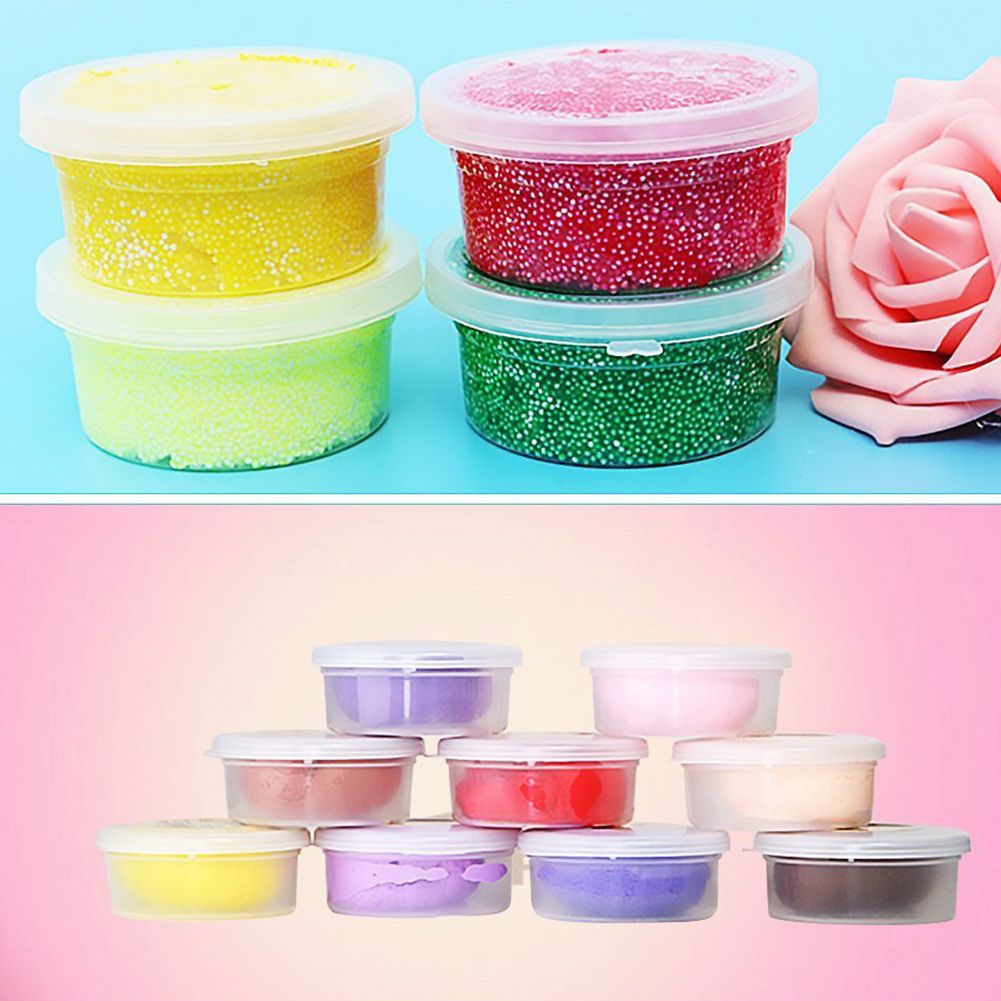 12Pcs Clear Slime Storage Round Plastic Box Container Foam Ball Cups With Lids-Clear