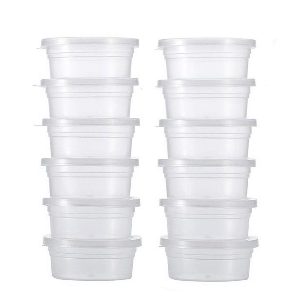 12Pcs Clear Slime Storage Round Plastic Box Container Foam Ball Cups With Lids-Clear