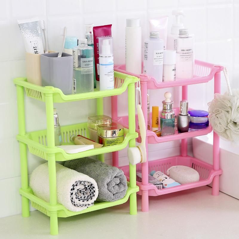 3-Layers Kitchen Storage Rack Shelve Plastic embled Sundries Food Sh Dish Holder Bathroom Organizer Accessories