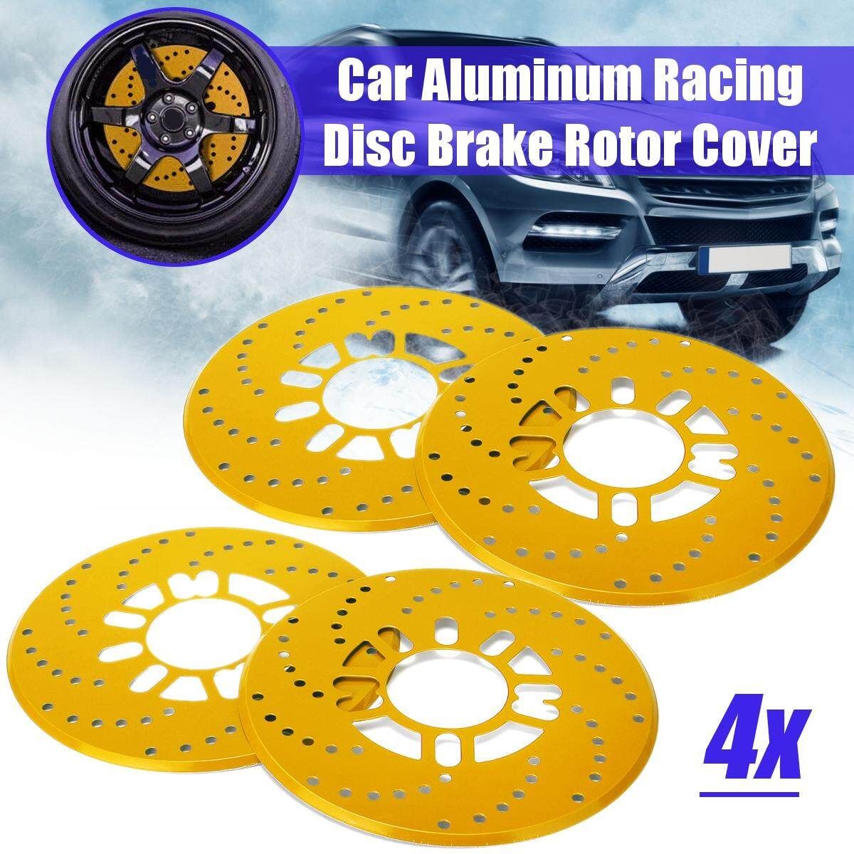 4pcs Gold Aluminium Car Wheel Brake Disc Cover Vehicle Decorative Rotor Cross Drilled