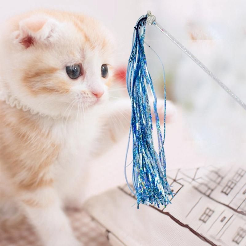 Funny Cat Sticks Fringed Diamond Ring Paper Bells Long Rod