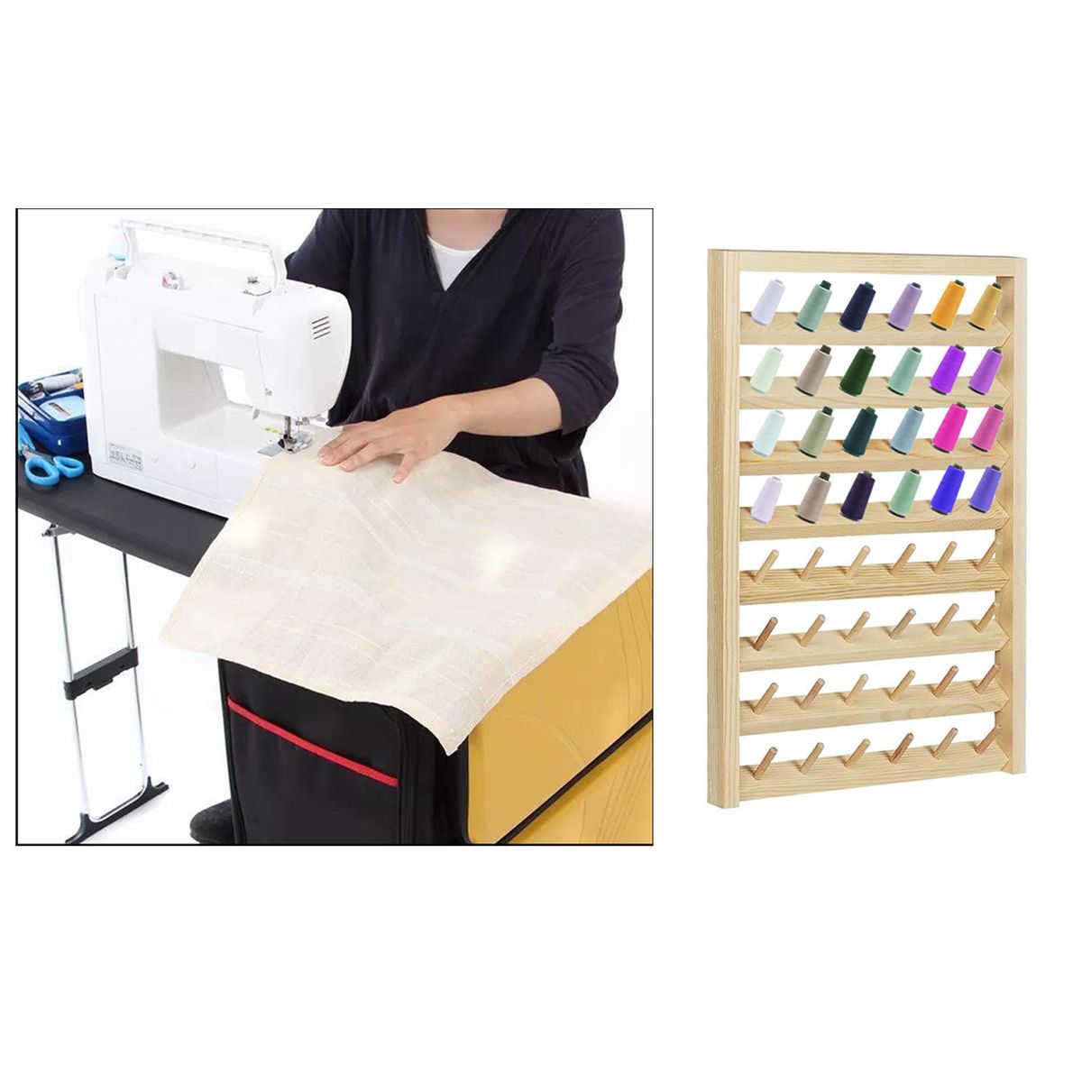 Wall Door Mount Thread Holder Organizer Storage Knitting Accs 48 Spool