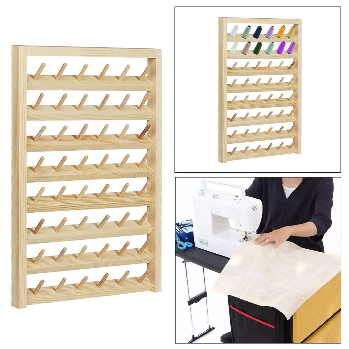 Wall Door Mount Thread Holder Organizer Storage Knitting Accs 48 Spool