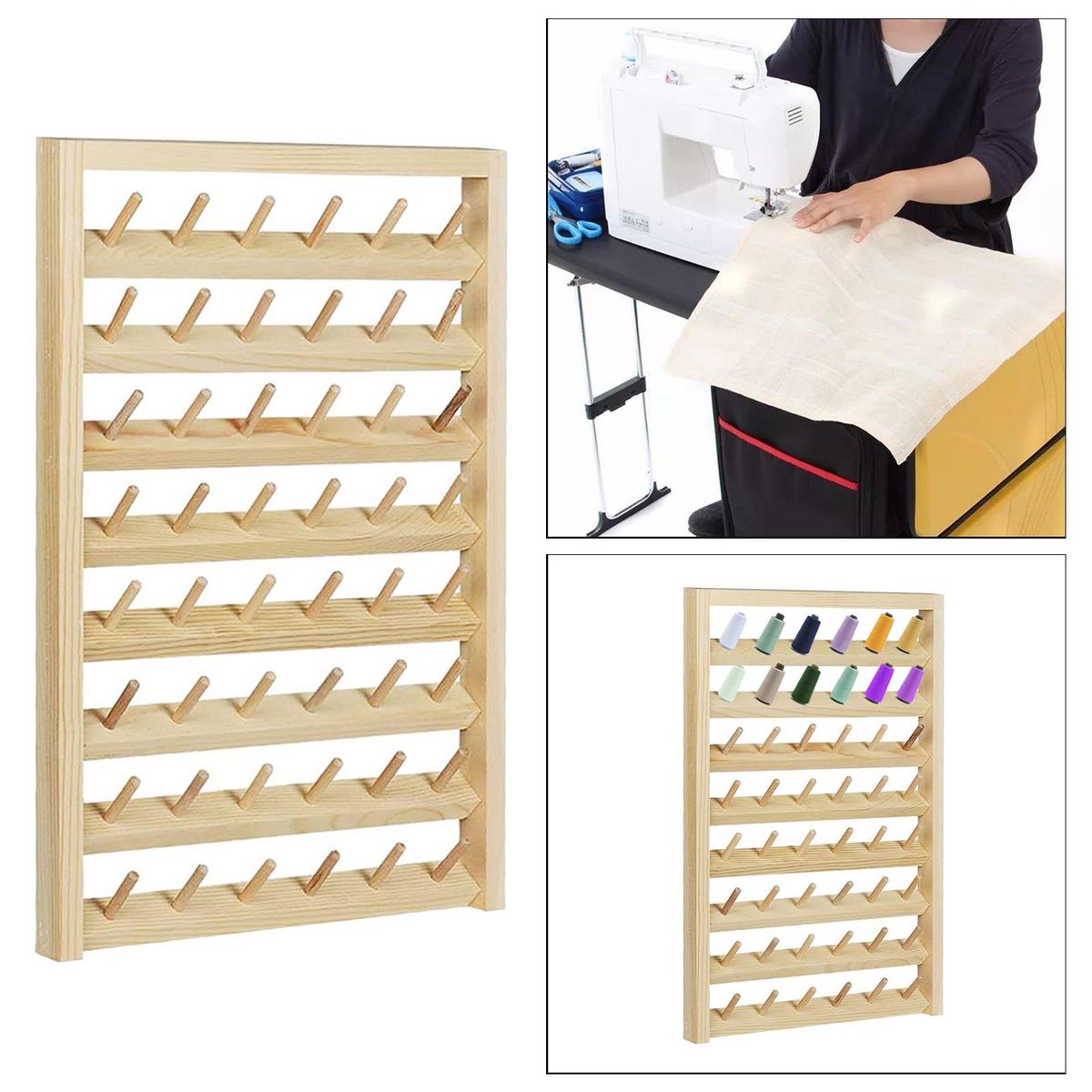 Wall Door Mount Thread Holder Organizer Storage Knitting Accs 48 Spool