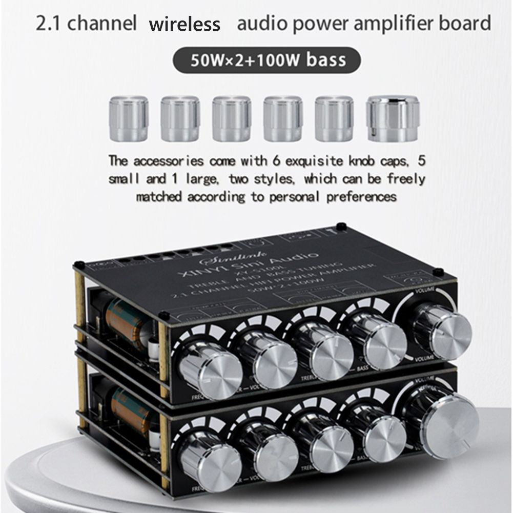 Bluetooth 5.0 2.1 Channel Power Audio Amplifier Stereo Subwoofer Amplifier Board 50WX2+100W Speaker AMP XY-S100L