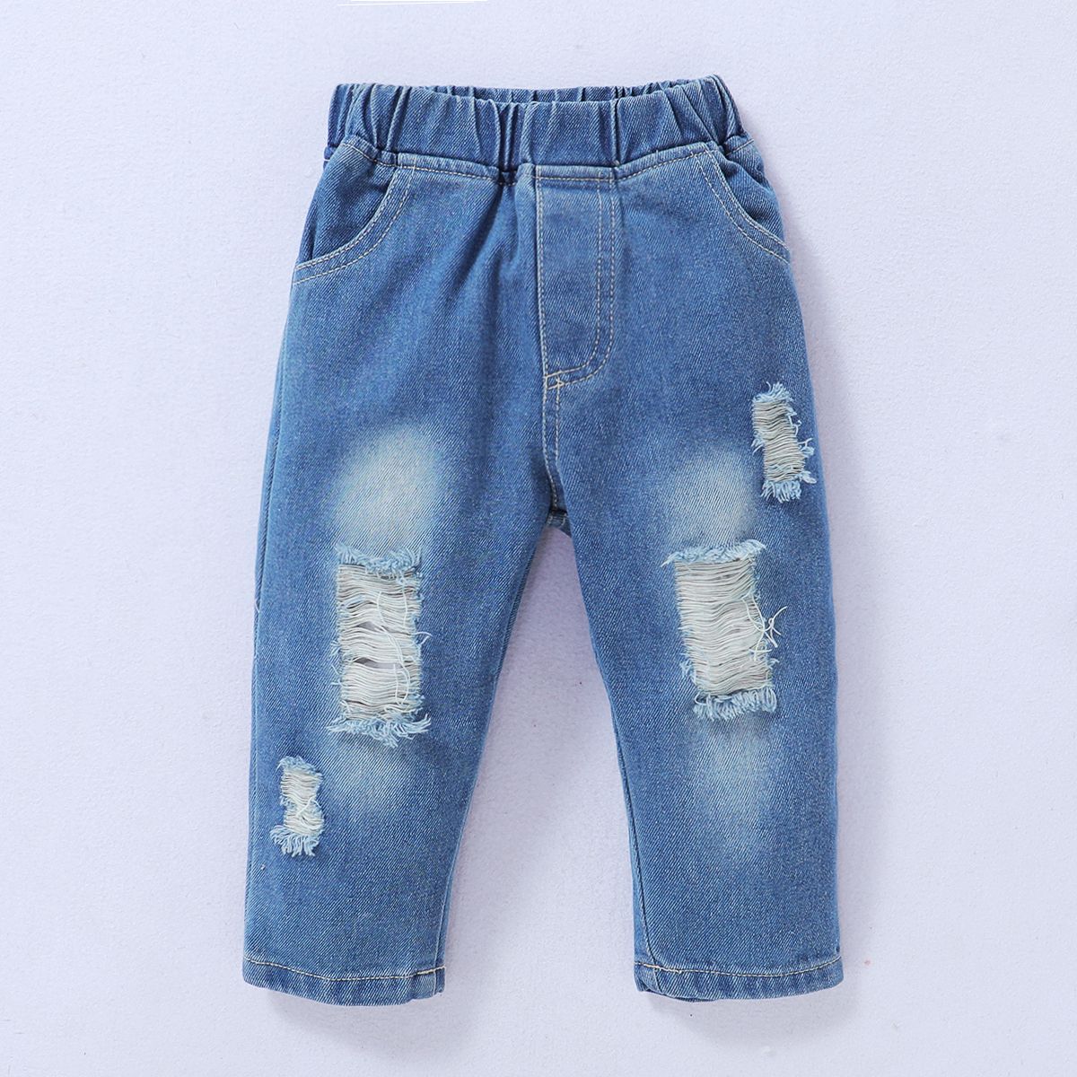Kid Boys Denim Outfit Letter Print Long Sleeve Hoodie With Fashion Ripped Deisgn Jeans