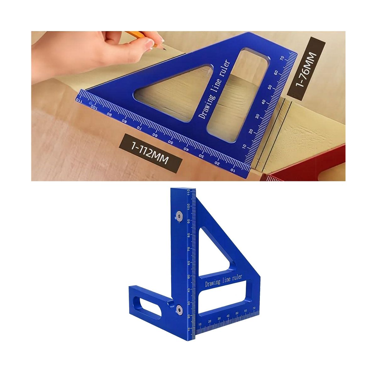 3D Multi-Angle Measuring Ruler,45/90 Degree Aluminum Alloy Woodworking Square Protractor, for Engineer Carpenter