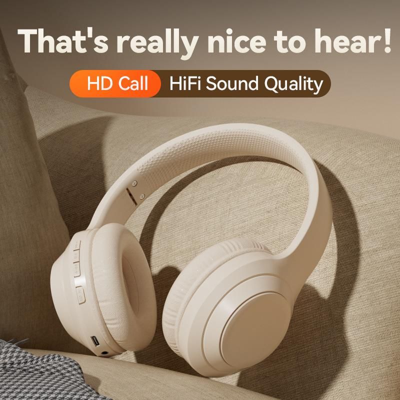 Over-ear bluetooth wireless headset Beige