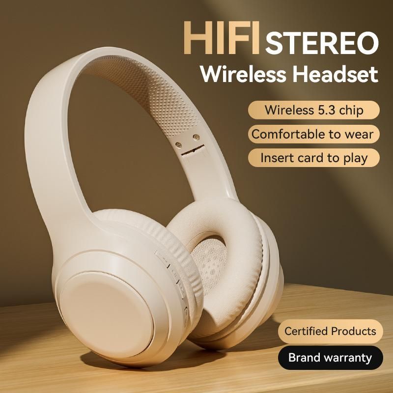 Over-ear bluetooth wireless headset Beige