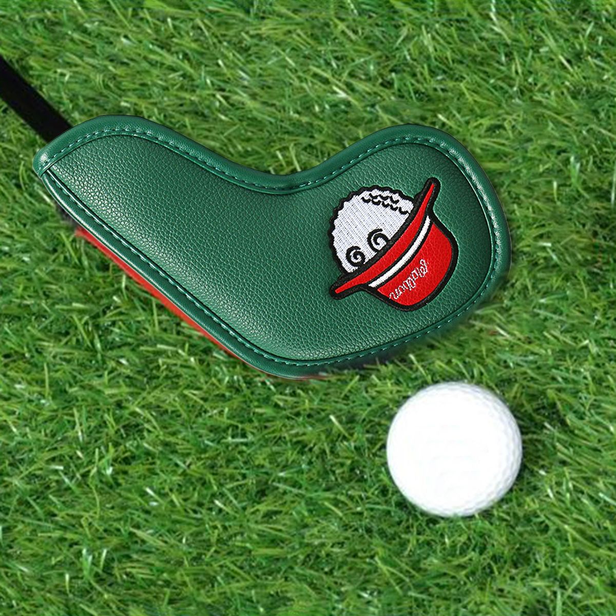 10PcsSet Angle Club Headcover Faux Leather Embroidery Golf Green
