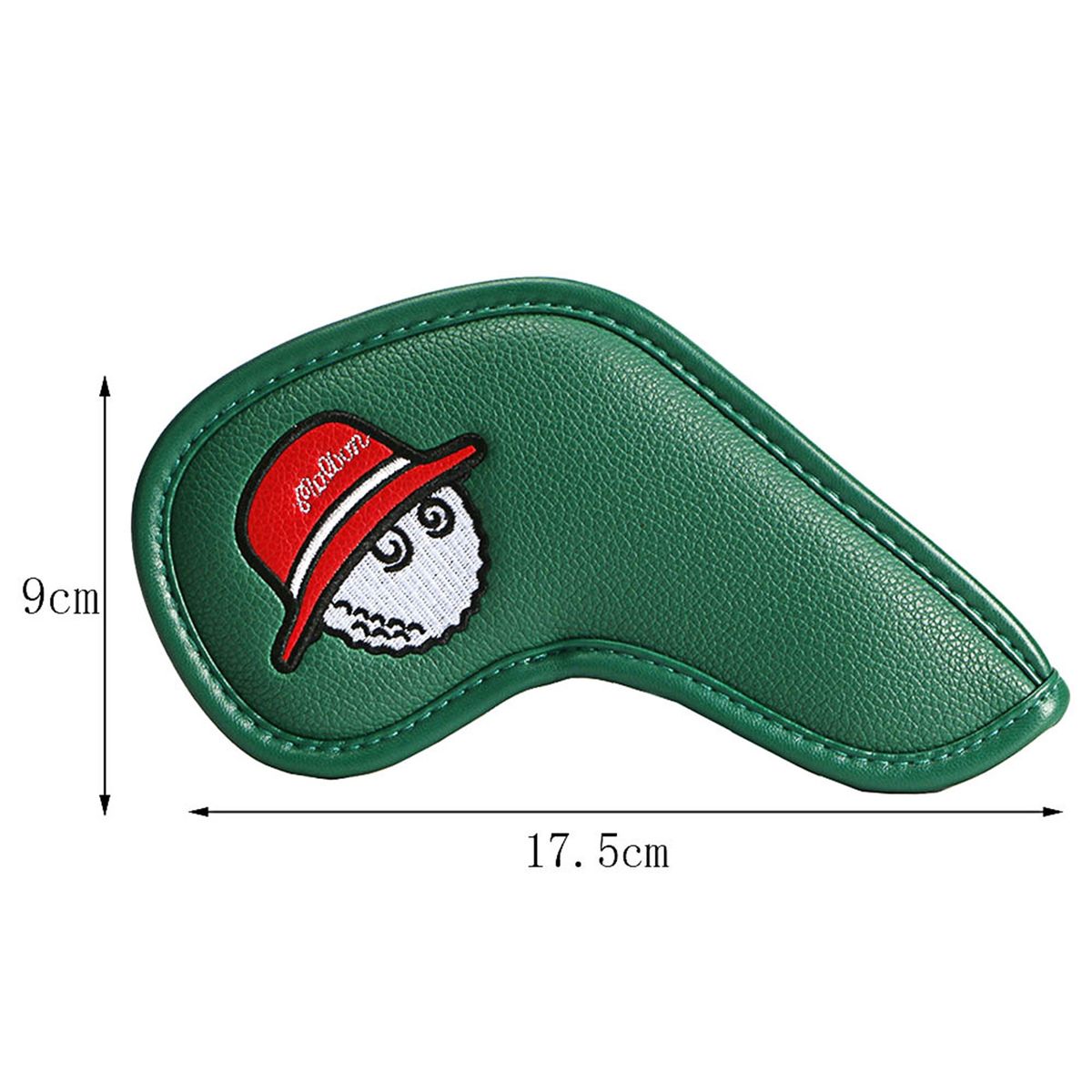 10PcsSet Angle Club Headcover Faux Leather Embroidery Golf Green